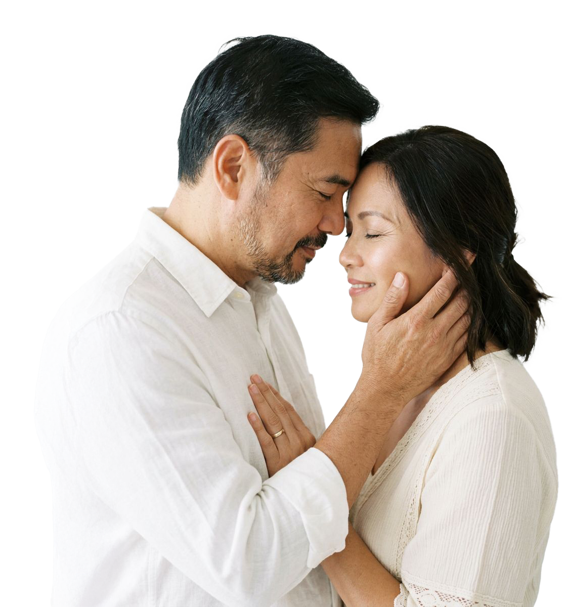 A couple embracing