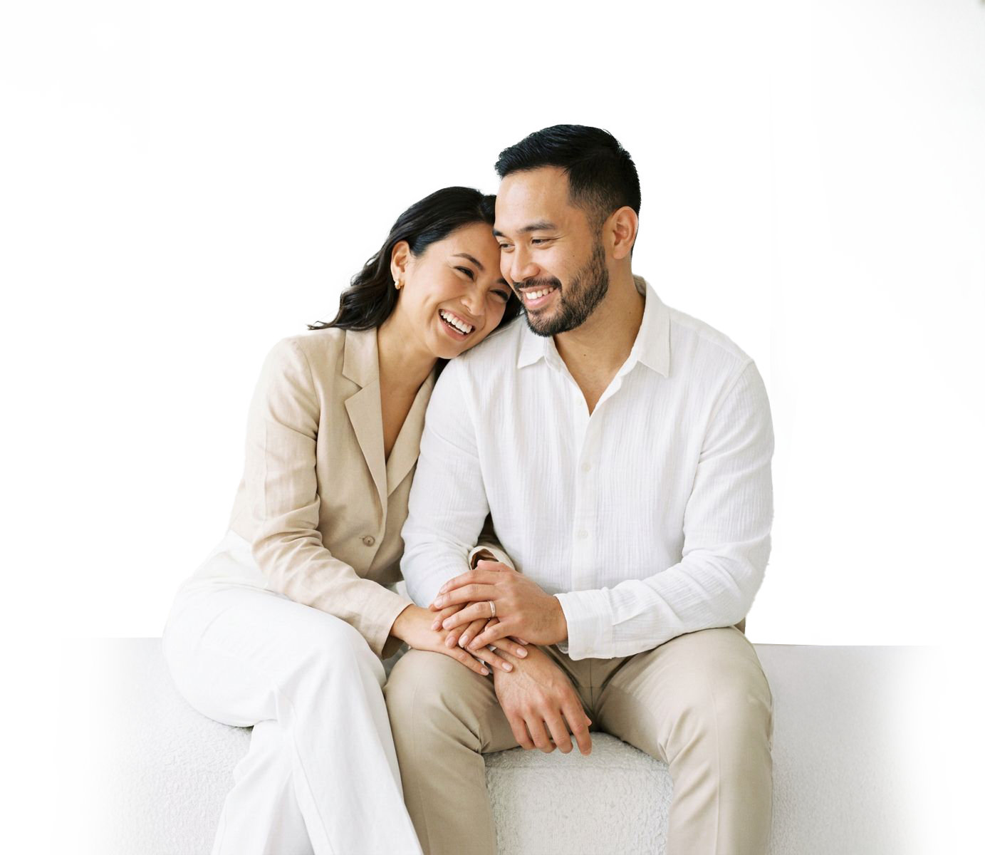 A couple laughing together