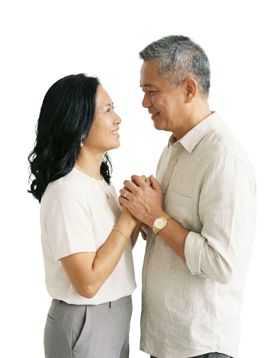 A couple holding hands